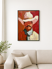Abstract Cowboy Portrait Wall Art Print - black framed