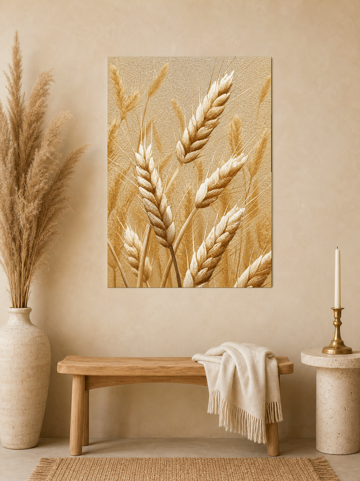 Golden Wheat Field Rustic Wall Art Print - unframed mockup