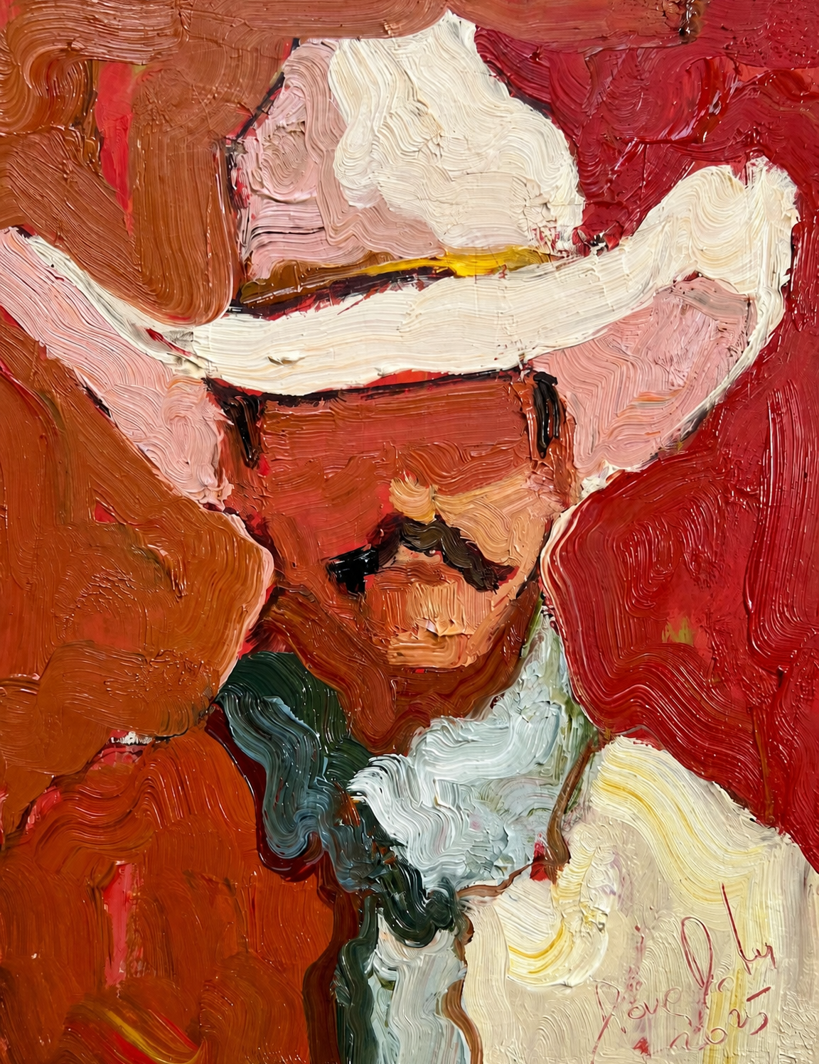 Abstract Cowboy Portrait Wall Art Print - unframed