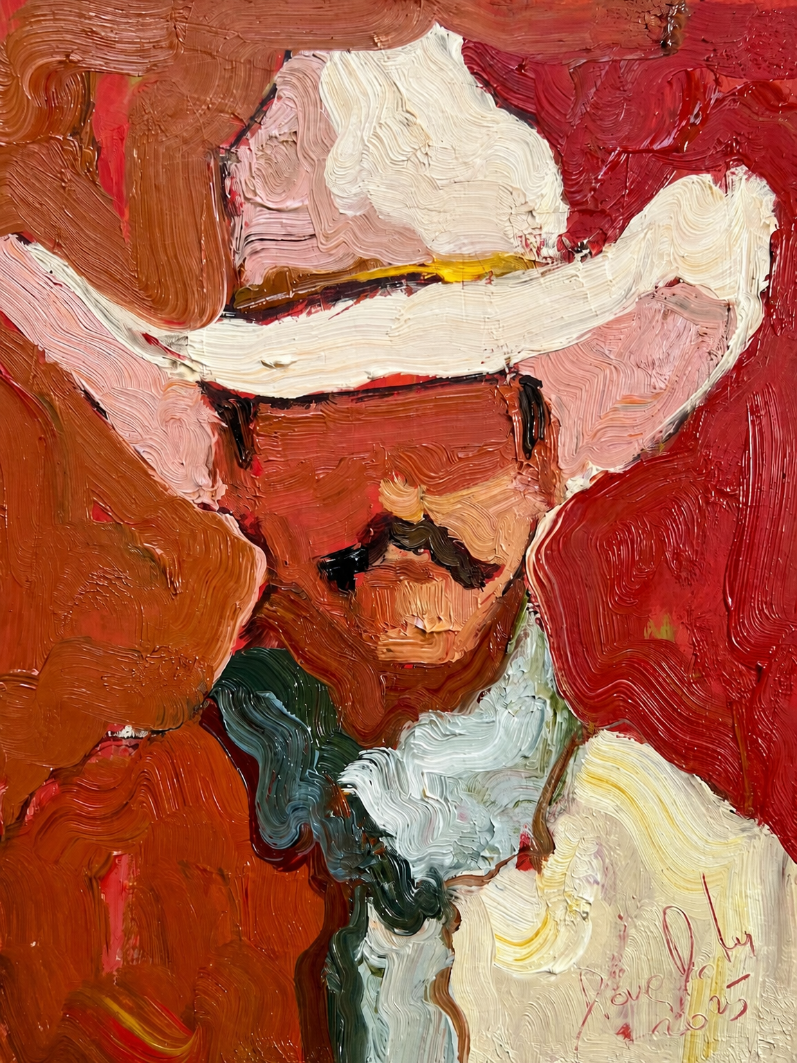 Abstract Cowboy Portrait Wall Art Print - unframed