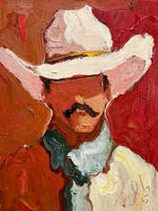 Abstract Cowboy Portrait Wall Art Print - unframed