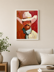 Abstract Cowboy Portrait Wall Art Print - white framed