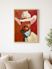 Abstract Cowboy Portrait Wall Art Print - wood framed poster