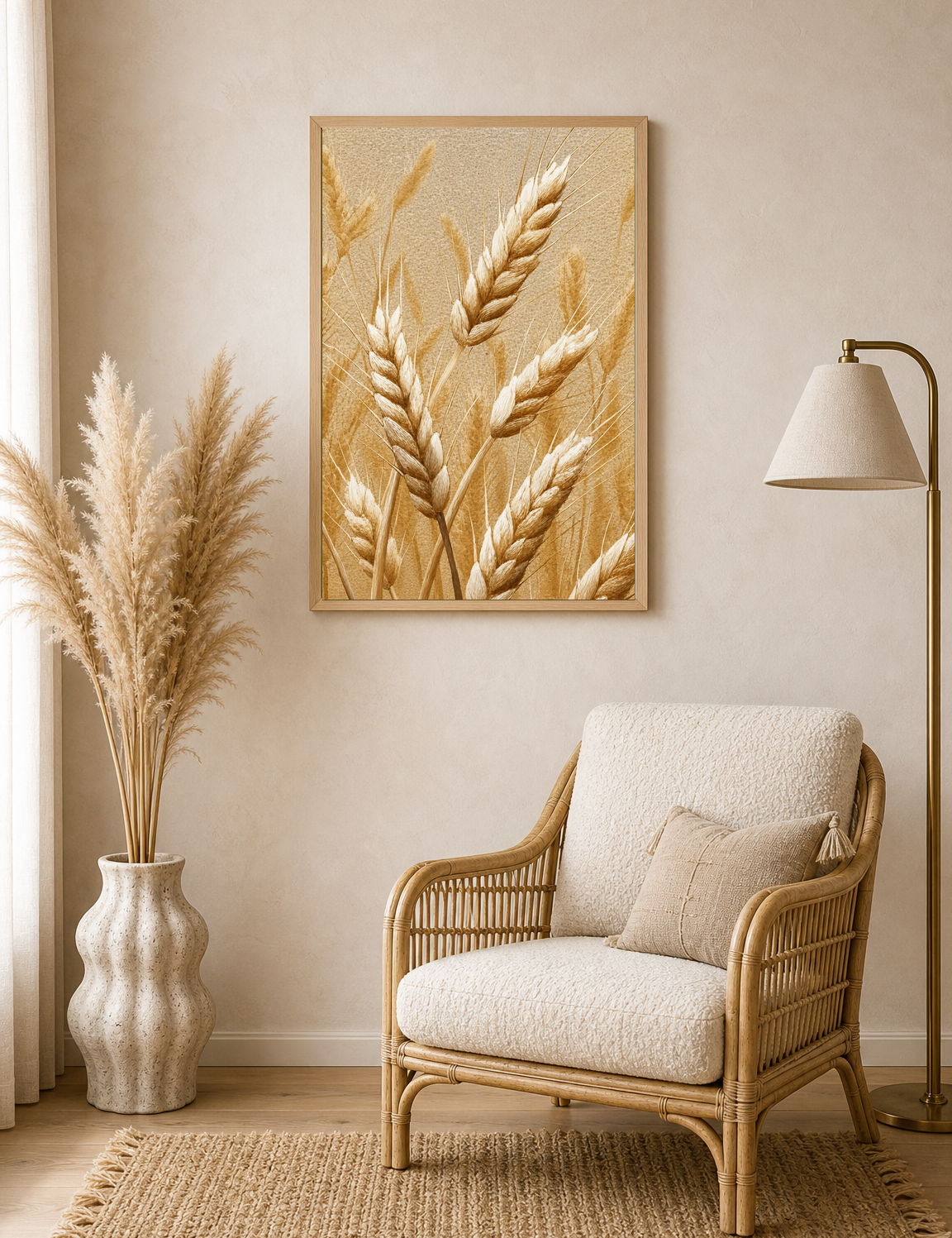 Golden Wheat Field Rustic Wall Art Print - wood framed poster