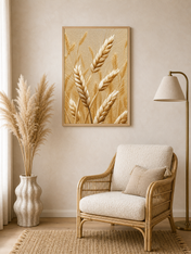 Golden Wheat Field Rustic Wall Art Print - wood framed poster