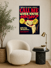 Retro High Contrast Typography Wall Art Print - black framed