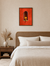 Minimalist Reader in Window Wall Art Print - dark wood framed
