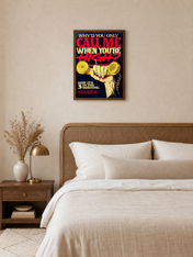 Retro High Contrast Typography Wall Art Print - dark wood framed