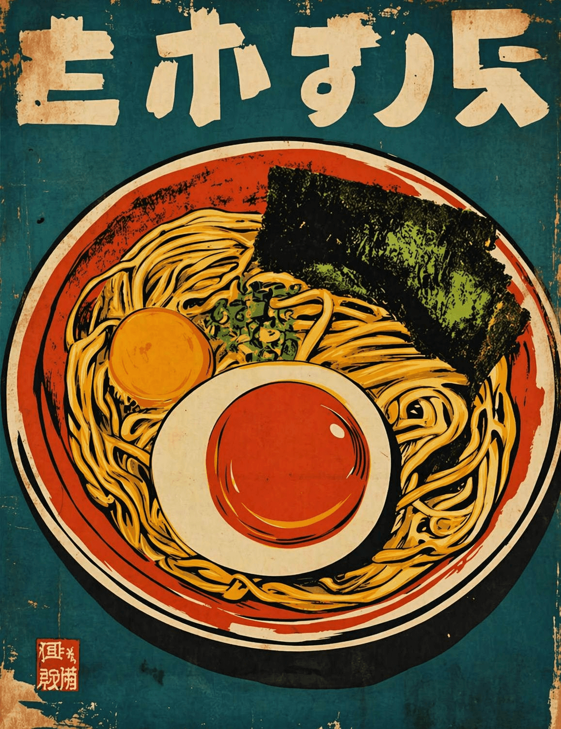 Vintage Japanese Ramen Wall Art Print - unframed