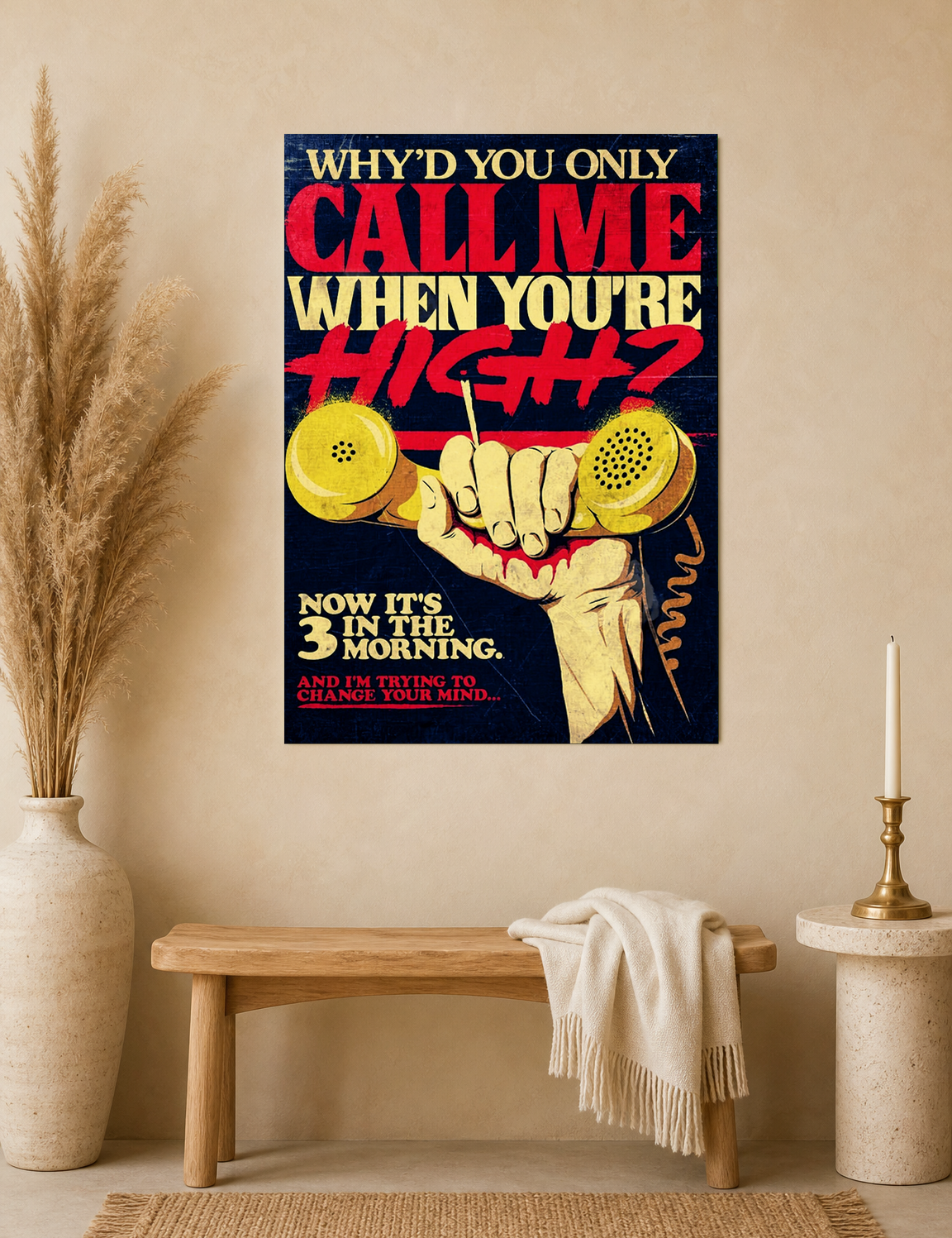 Retro High Contrast Typography Wall Art Print - unframed mockup