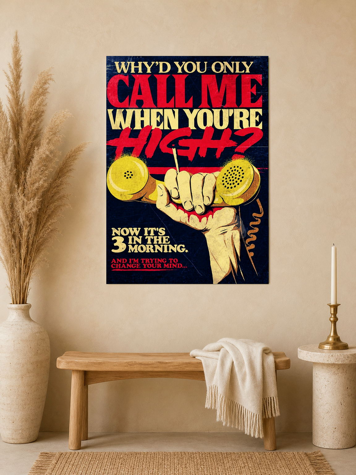 Retro High Contrast Typography Wall Art Print - unframed mockup