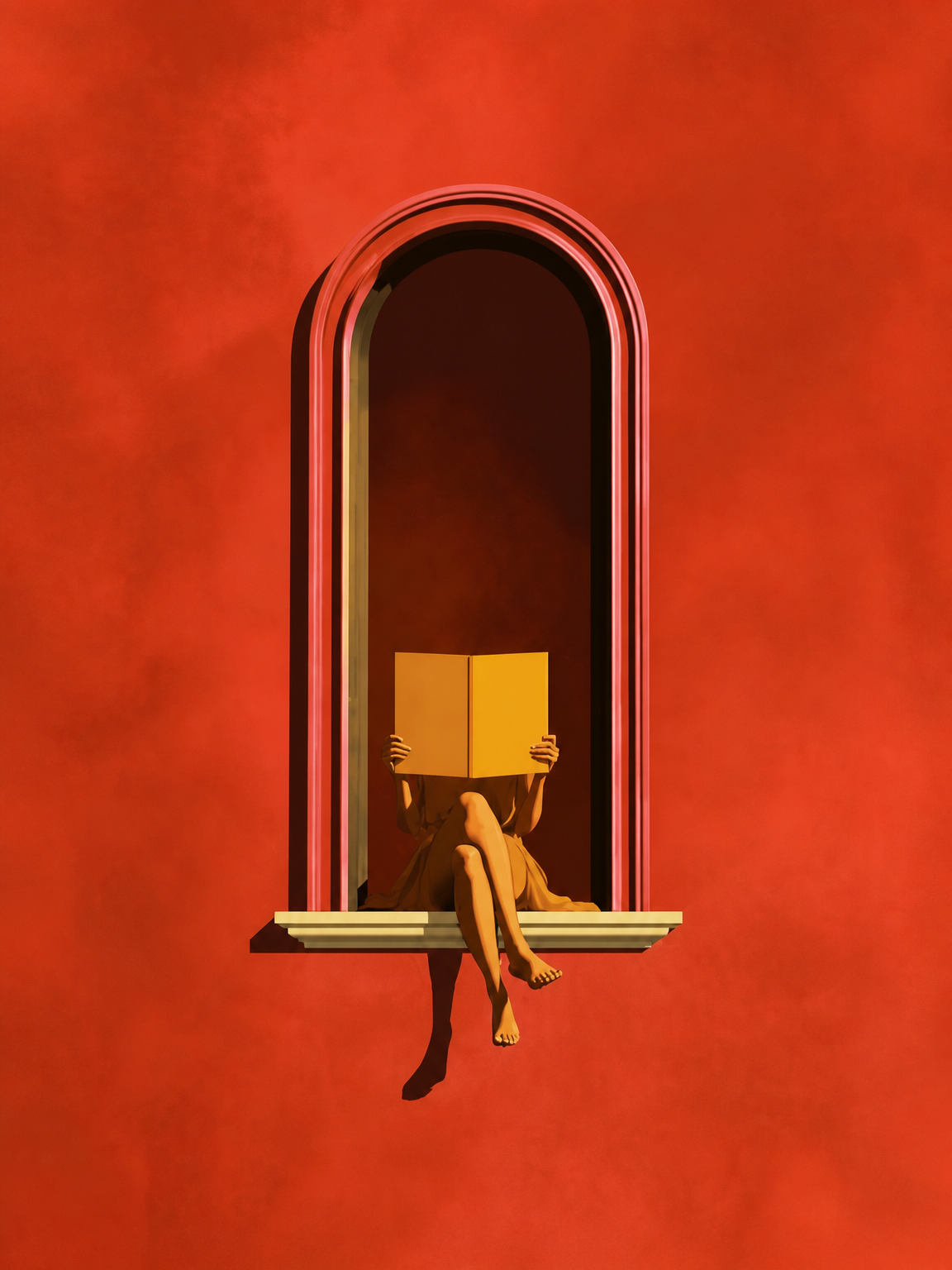 Minimalist Reader in Window Wall Art Print - unframed