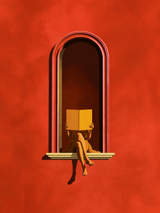 Minimalist Reader in Window Wall Art Print