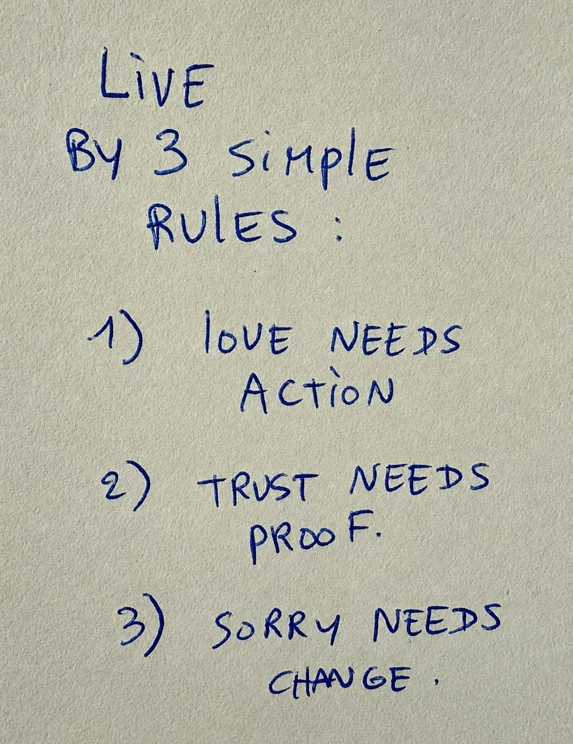 Live By 3 Simple Rules Quote Wall Art Print - unframed