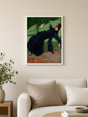 Reclining Woman in Black Dress Wall Art Print - white framed