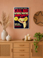 Retro High Contrast Typography Wall Art Print - white framed