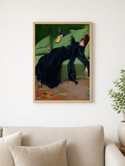 Reclining Woman in Black Dress Wall Art Print - wood framed poster