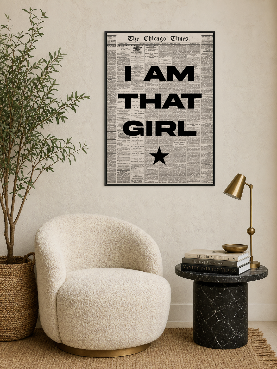 I Am That Girl Typography Wall Art Print - black framed