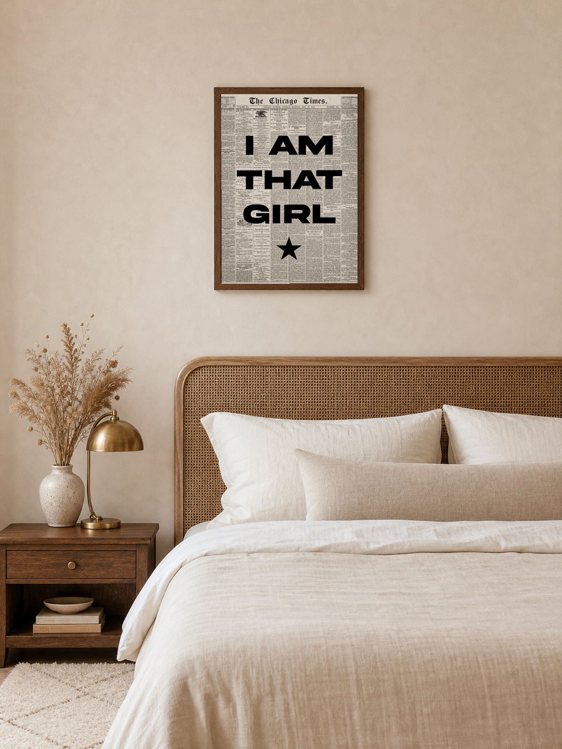 I Am That Girl Typography Wall Art Print - dark wood framed