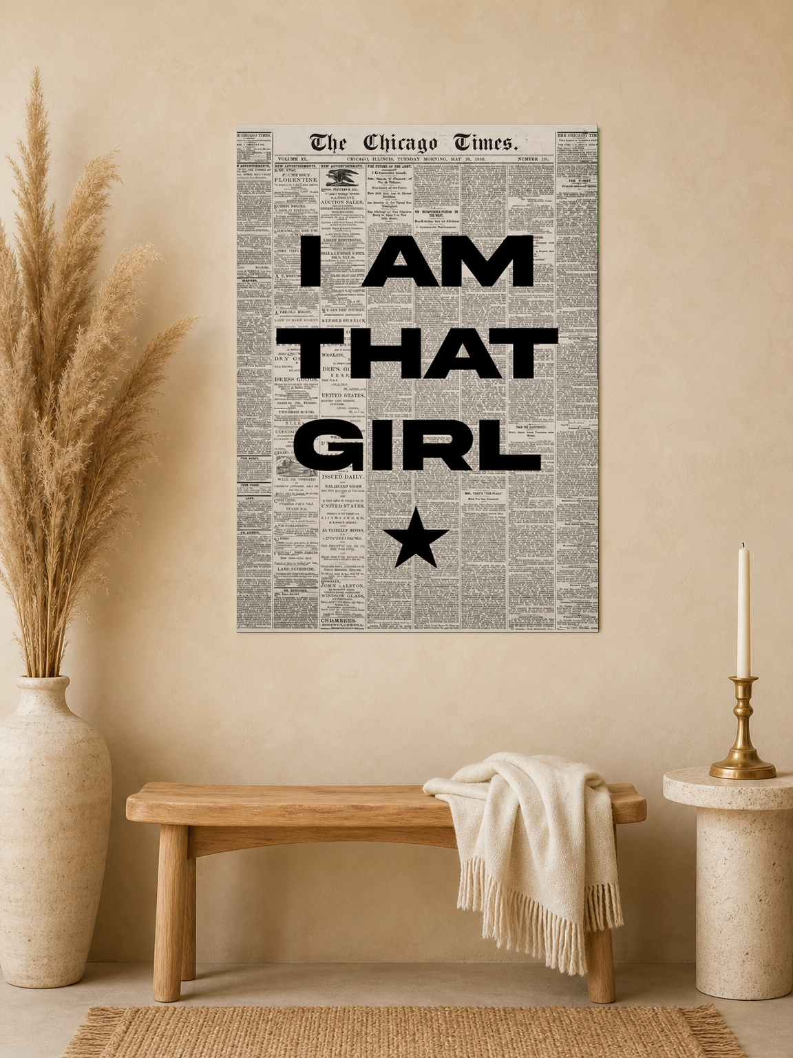 I Am That Girl Typography Wall Art Print - unframed mockup