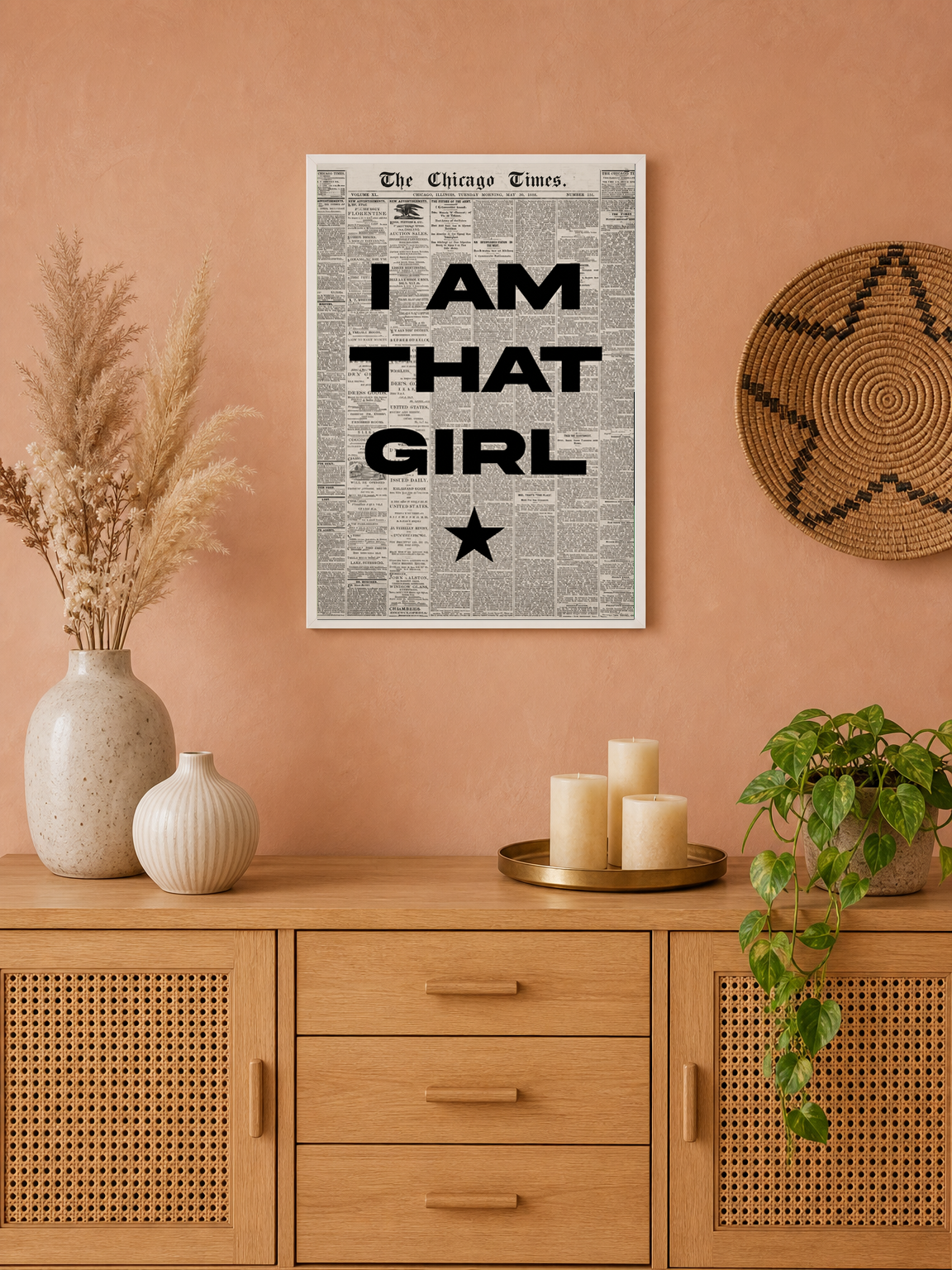 I Am That Girl Typography Wall Art Print - white framed