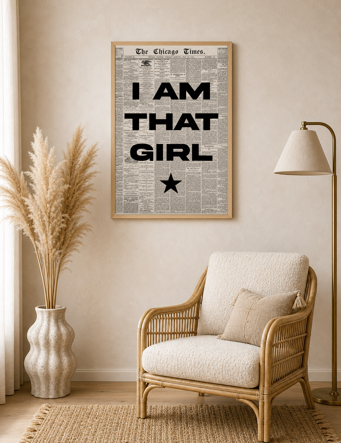 I Am That Girl Typography Wall Art Print - wood framed poster