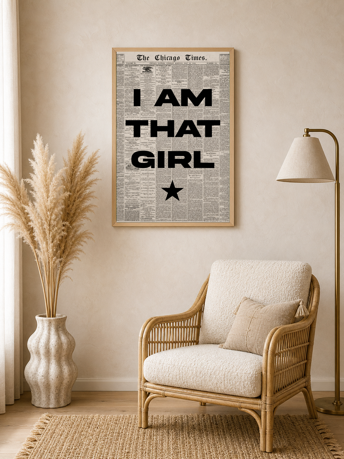 I Am That Girl Typography Wall Art Print - wood framed poster