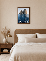 Voyage Capri Sea Stack Wall Art Print - dark wood framed