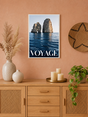 Voyage Capri Sea Stack Wall Art Print - white framed