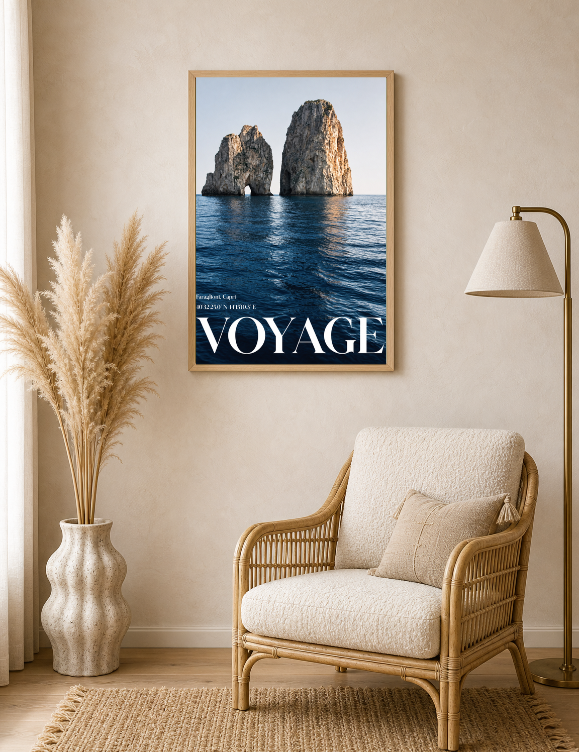 Voyage Capri Sea Stack Wall Art Print - wood framed poster