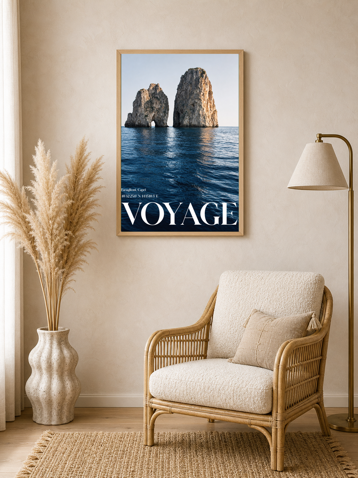 Voyage Capri Sea Stack Wall Art Print - wood framed poster