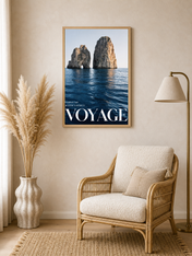 Voyage Capri Sea Stack Wall Art Print - wood framed poster
