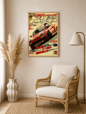 Retro Japanese Drift Racing Wall Art Print - wood framed poster