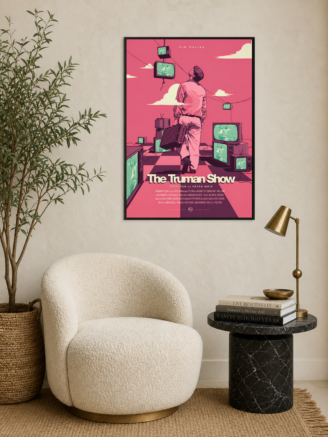 The Truman Show Retro Wall Art Print Poster - black framed