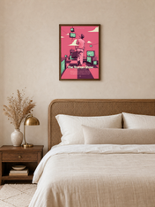 The Truman Show Retro Wall Art Print Poster - dark wood framed