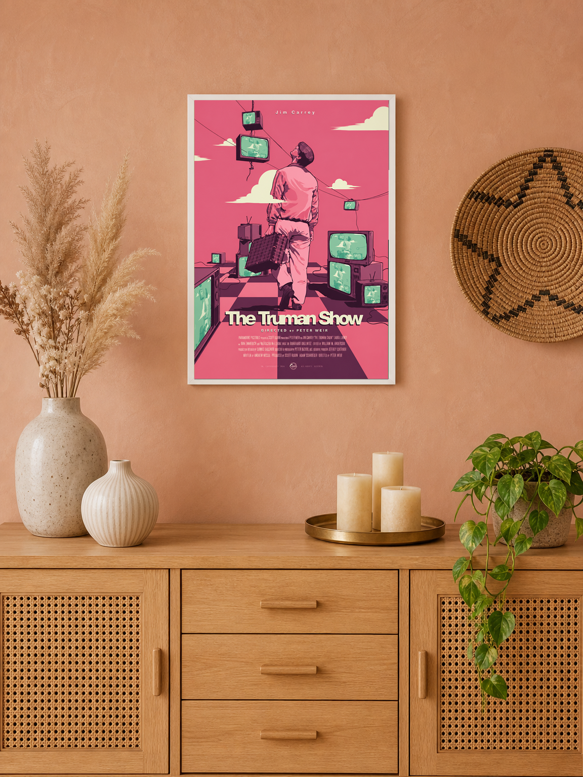The Truman Show Retro Wall Art Print Poster - white framed