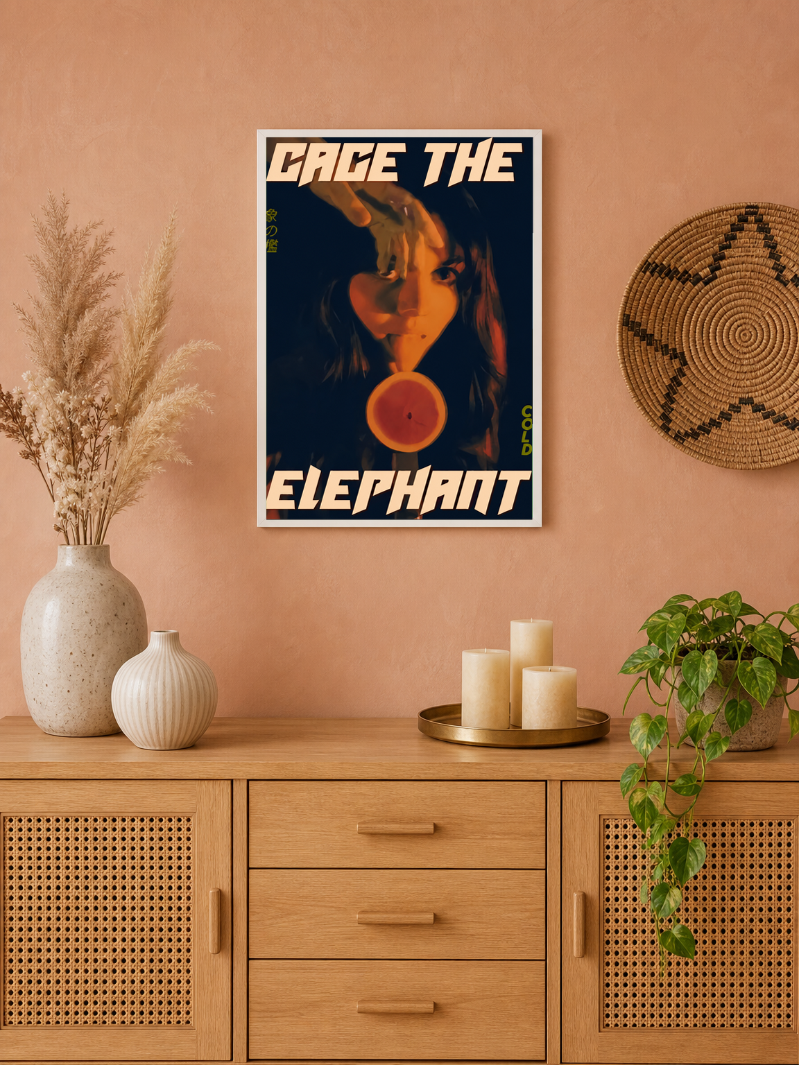 Cage the Elephant Cold Retro Wall Art Print - white framed