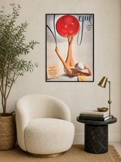 Vintage Vogue Summer Beauty Wall Art Print - black framed