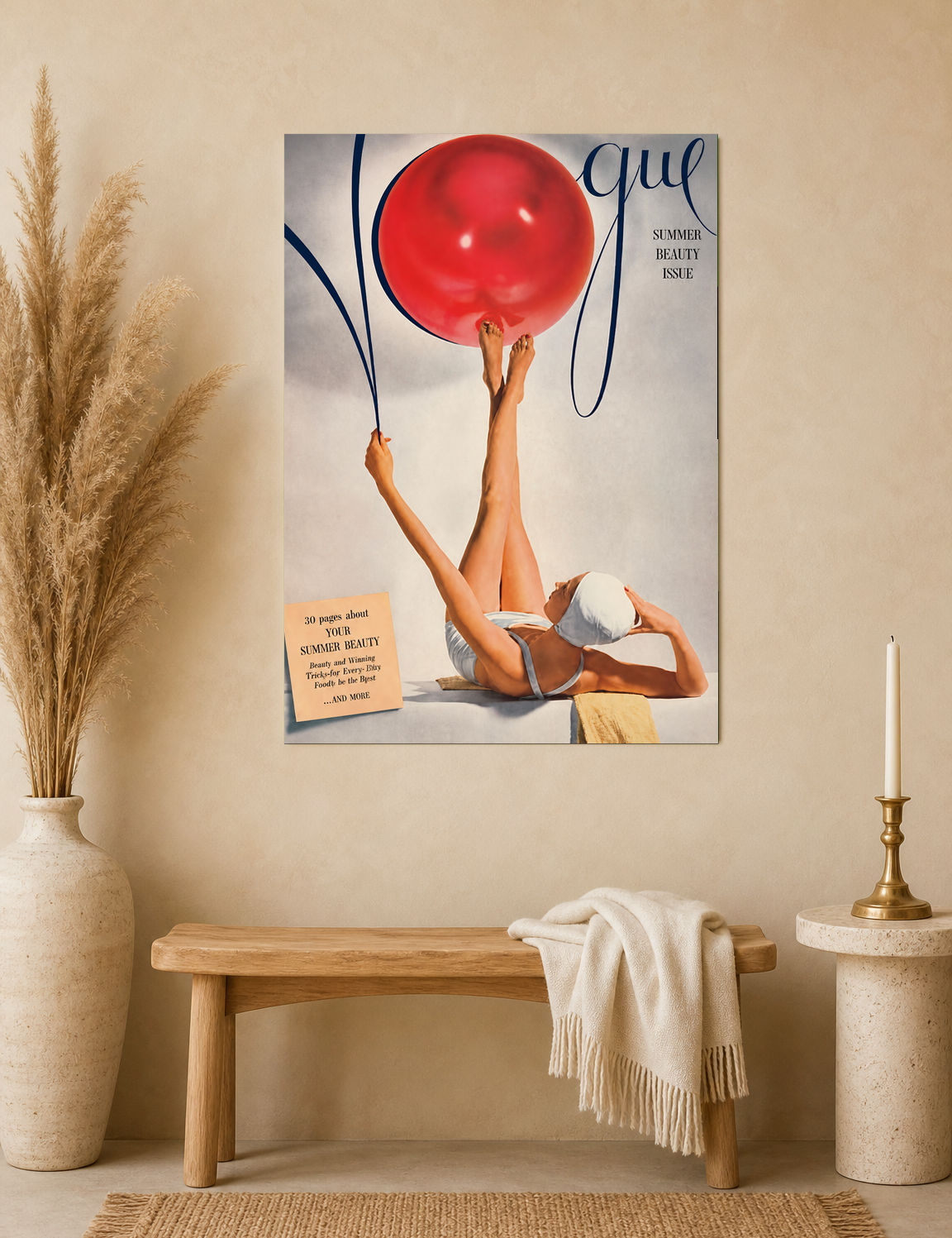 Vintage Vogue Summer Beauty Wall Art Print - unframed mockup