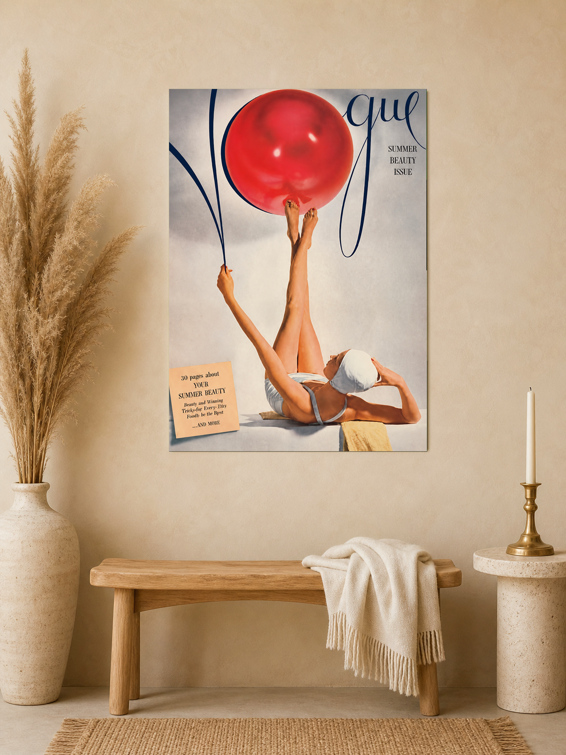 Vintage Vogue Summer Beauty Wall Art Print - unframed mockup