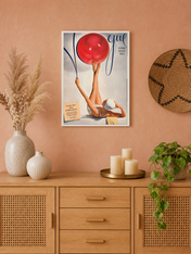 Vintage Vogue Summer Beauty Wall Art Print - white framed