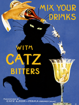 Vintage Catz Bitters Cat Bar Wall Art Print