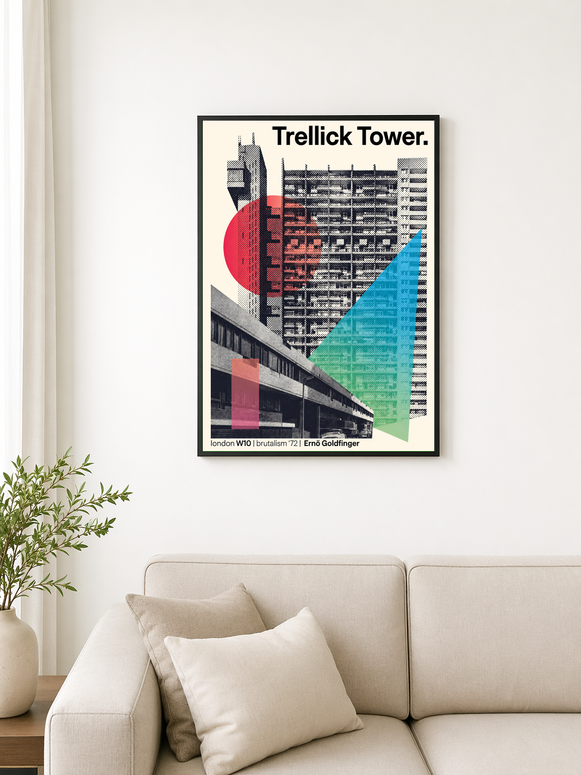 Trellick Tower Brutalist Wall Art Print - black framed