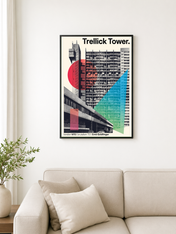 Trellick Tower Brutalist Wall Art Print - black framed