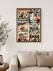 Tokyo Ramen Comics Wall Art Print - dark wood framed