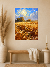 Golden Wheat Field Islamic Calligraphy Wall Art Print - unframed mockup