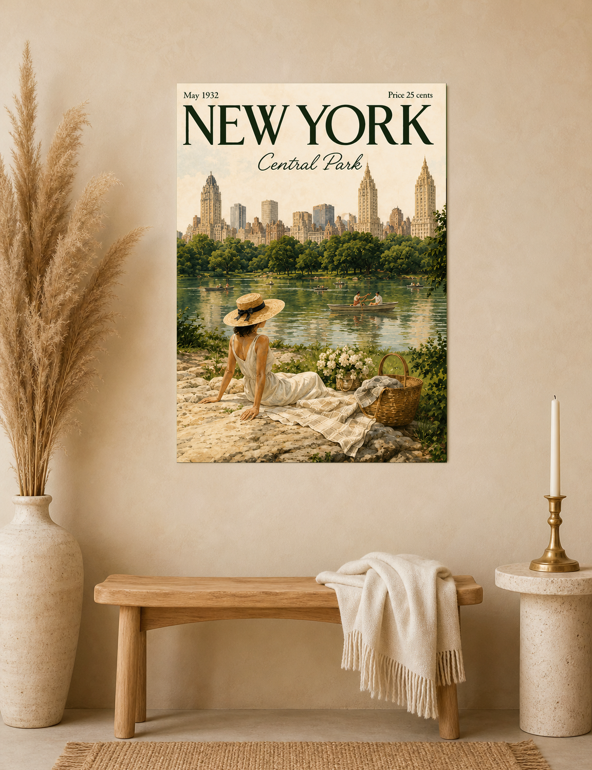 New York Central Park 1932 Wall Art Print - unframed mockup