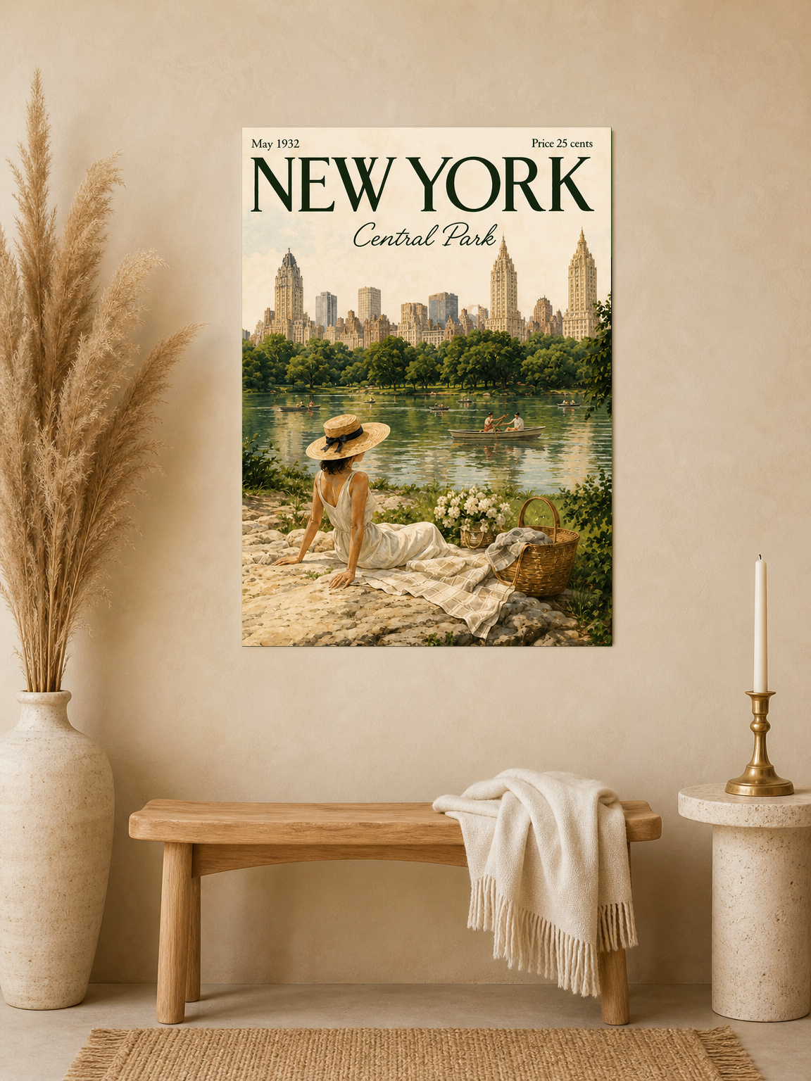 New York Central Park 1932 Wall Art Print - unframed mockup