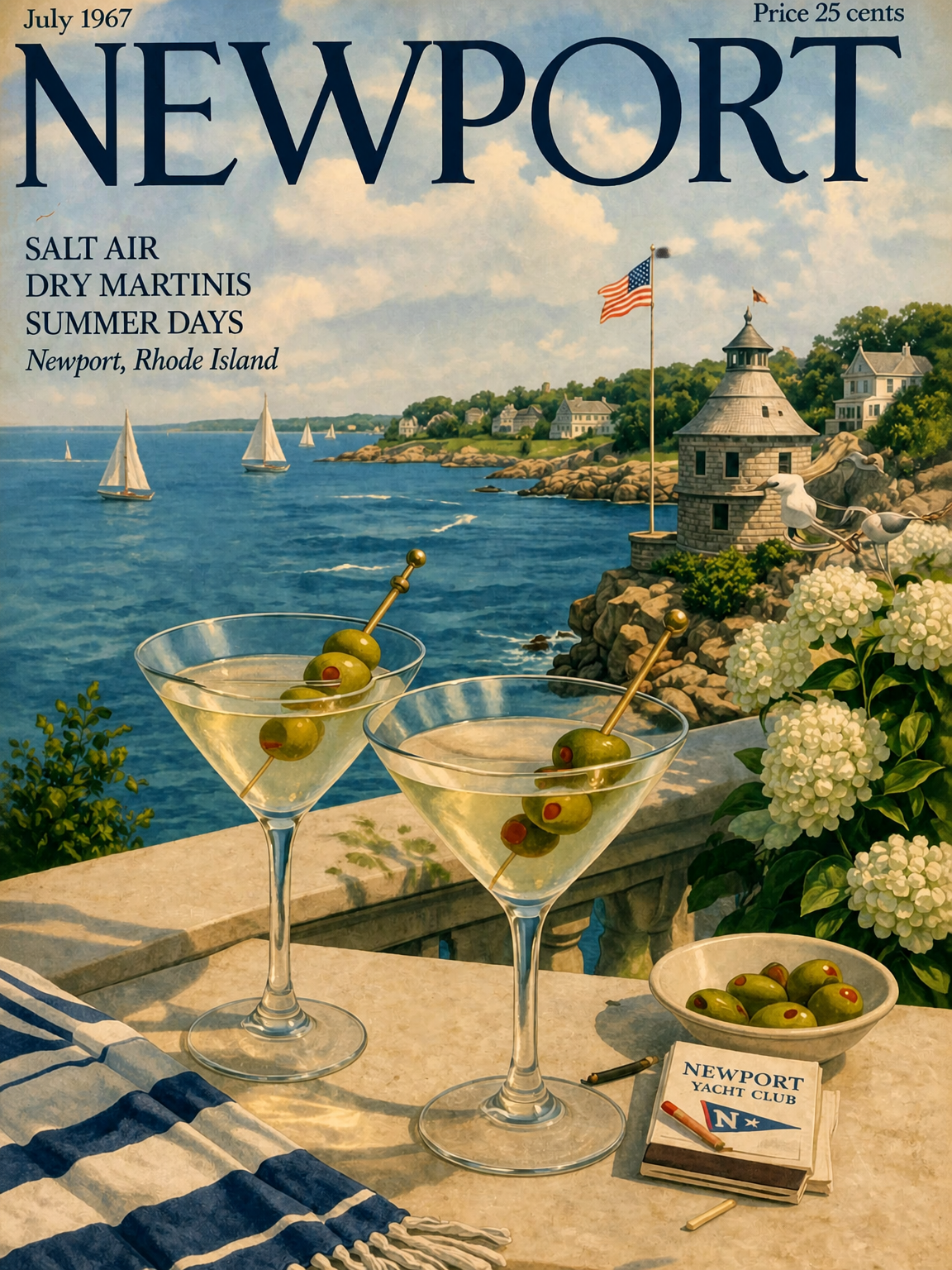 Newport Yacht Club Coastal Wall Art Print - unframed