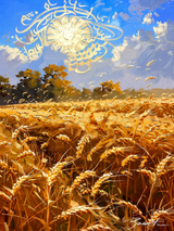 Golden Wheat Field Islamic Calligraphy Wall Art Print